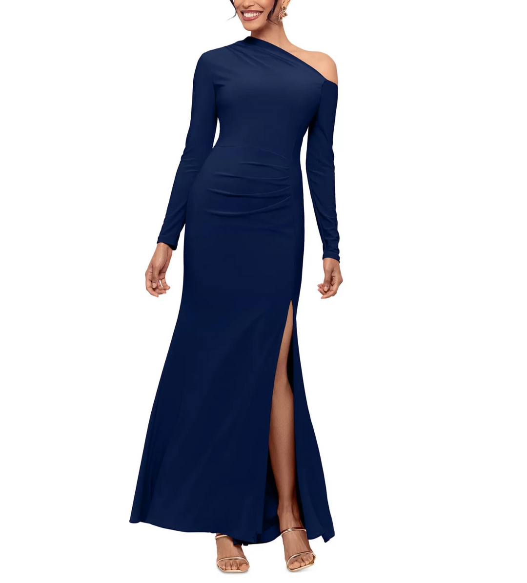 Betsy & Adam Women's One-Shoulder Side-Slit Dress MSRP $209