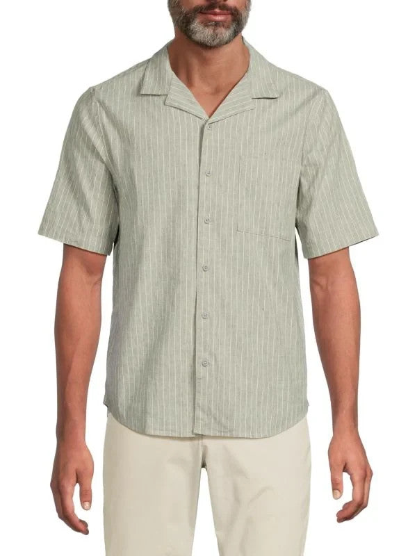 Onia Striped Linen Blend Camp Shirt MSRP $170