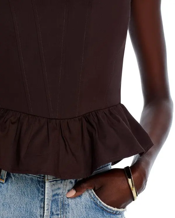 Wayf Desi Corset Ruffle Hem Top MSRP $69