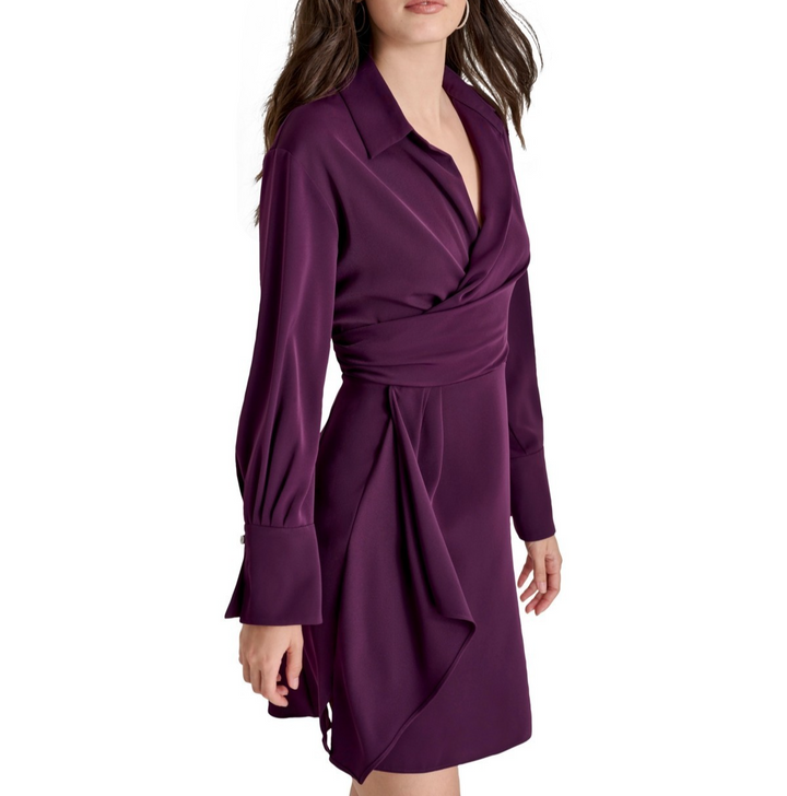 DKNY Women's Collared Cuff Wrap Sheath Dress MSRP $ 134