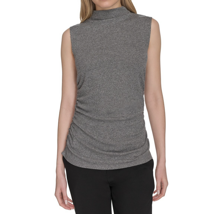 Calvin Klein Women's Sleeveless Metallic Mock-Neck Top MSRP $59