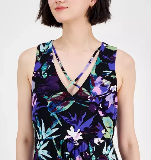 Connected Strappy V-Neck Floral Midi Dress MSRP $69