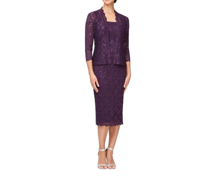 SL Fashions 2-Pc. Lace Jacket & Midi Dress Set MSRP $149 DGFOutlet SL Fashions 2-Pc. Lace Jacket & Midi Dress Set MSRP $149 DGFOutlet