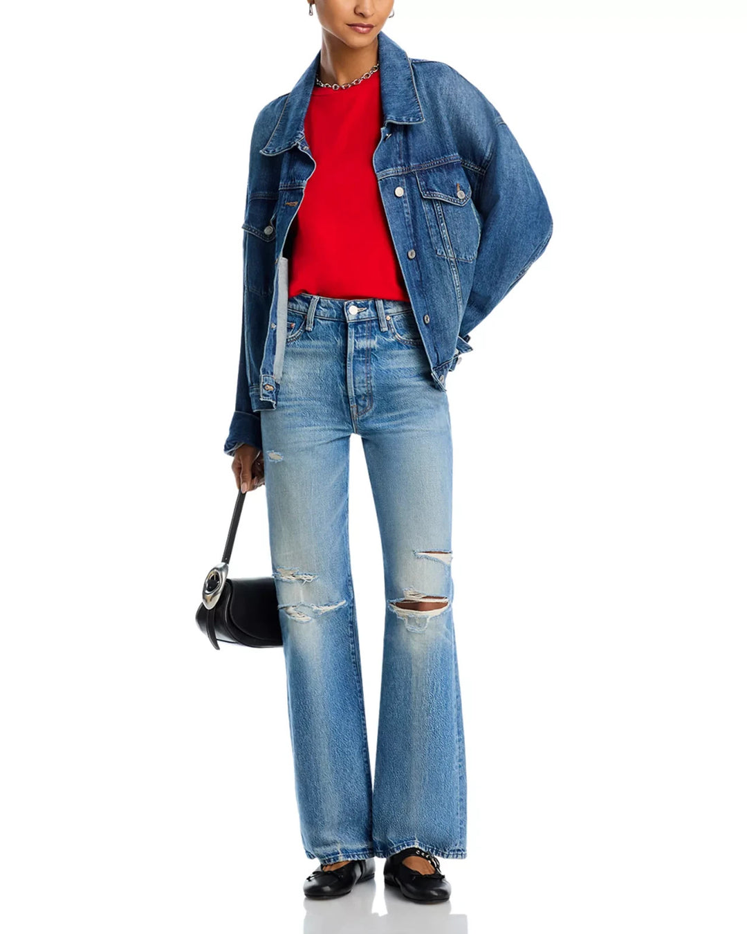 MOTHER The Rambler Sneak High Rise Wide Straight Jeans MSRP $350