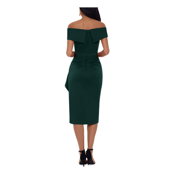 Xscape Waterfall-Ruffle Off-the-Shoulder Dress