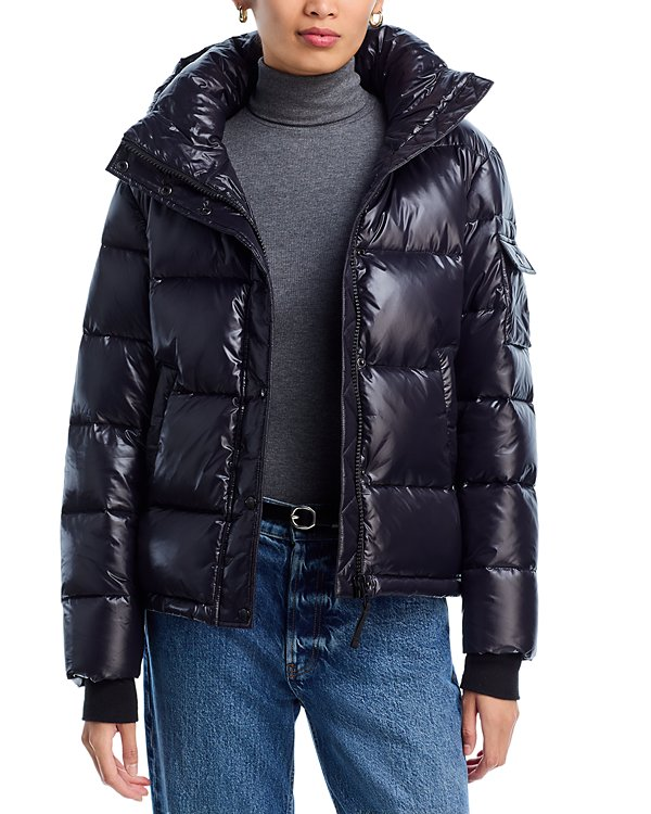 AQUA Gloss Puffer Jacket with Hood MSRP $198