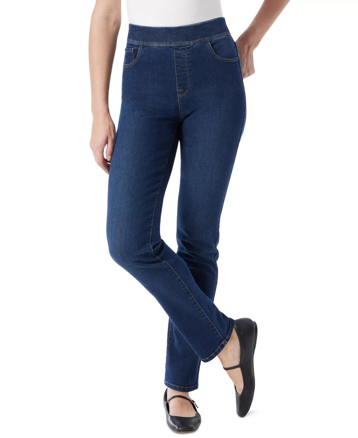 Gloria Vanderbilt Knitology Anya Drawstring Straight Leg Jeans MSRP $169
