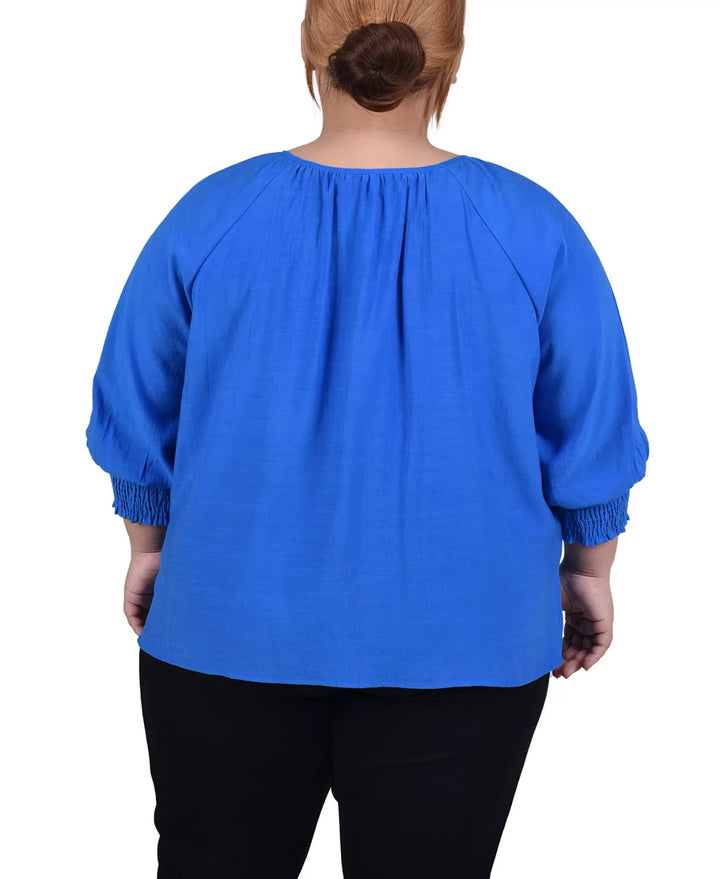 NY Collection Plus Size 3/4 Sleeve Button Front Blouse MSRP $48
