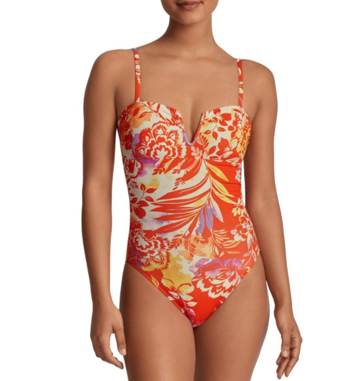 Lauren Ralph Lauren Printed U-Wire One Piece Swimsuit MSRP $155