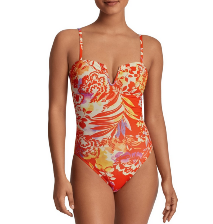 Lauren Ralph Lauren Printed U-Wire One Piece Swimsuit MSRP $155
