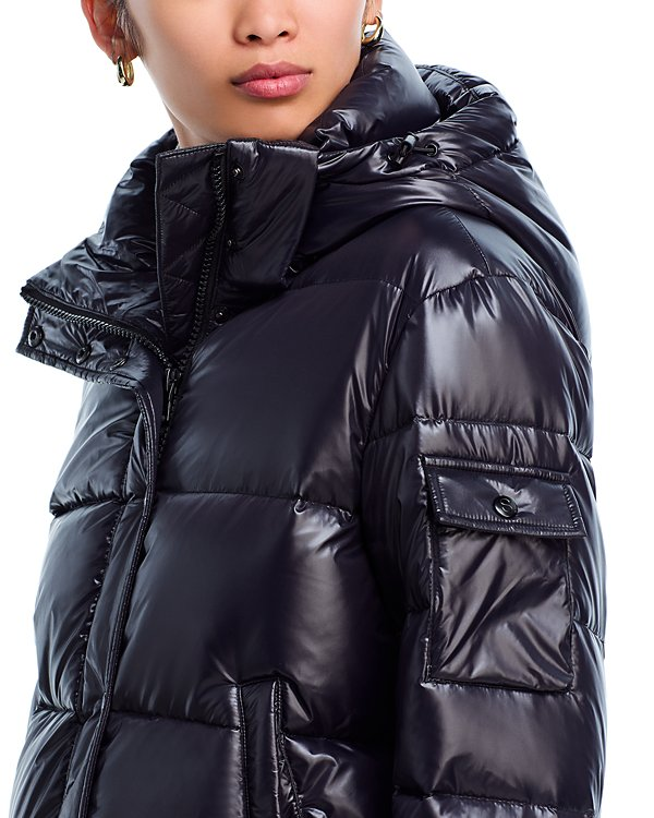 AQUA Gloss Puffer Jacket with Hood MSRP $198