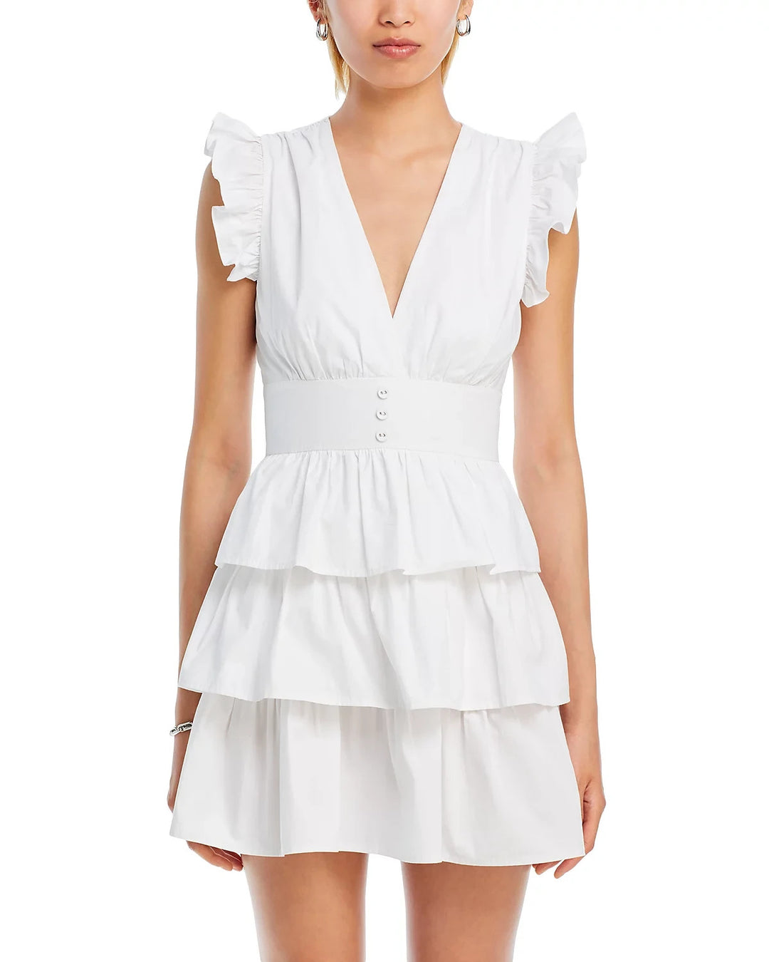 AQUA Flutter Sleeve Tiered Dress MSRP $88