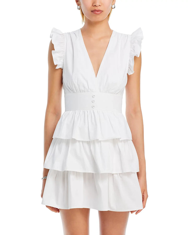 AQUA Flutter Sleeve Tiered Dress MSRP $88
