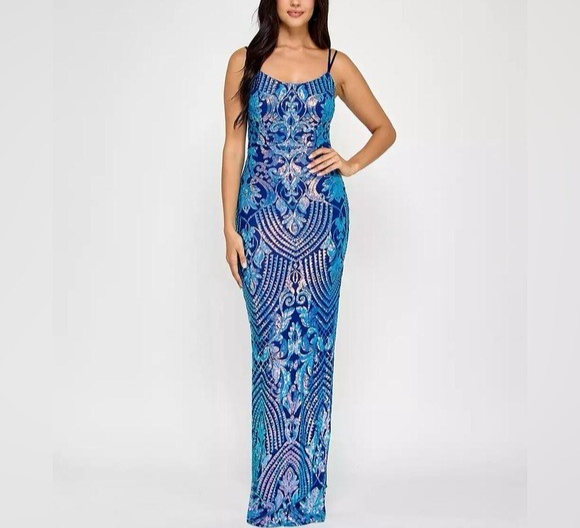 Emerald Sundae Juniors' Sequined Side-slit Gown MSRP $109