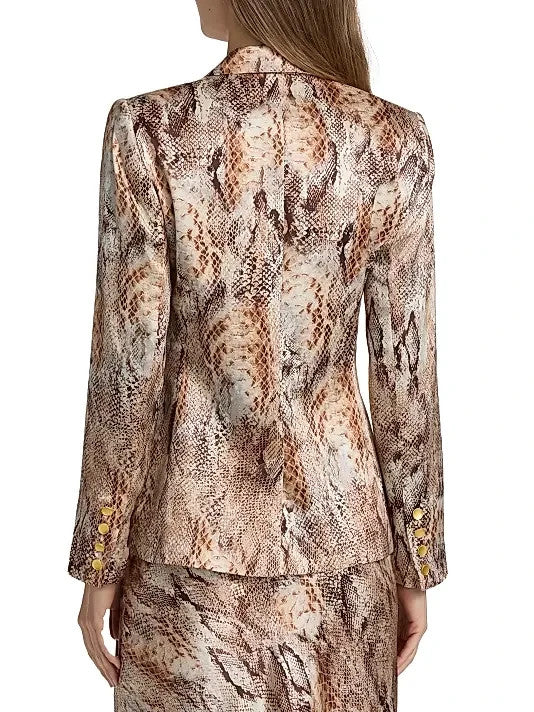 L'Agence Colin Double Breasted Silk Blazer MSRP $725