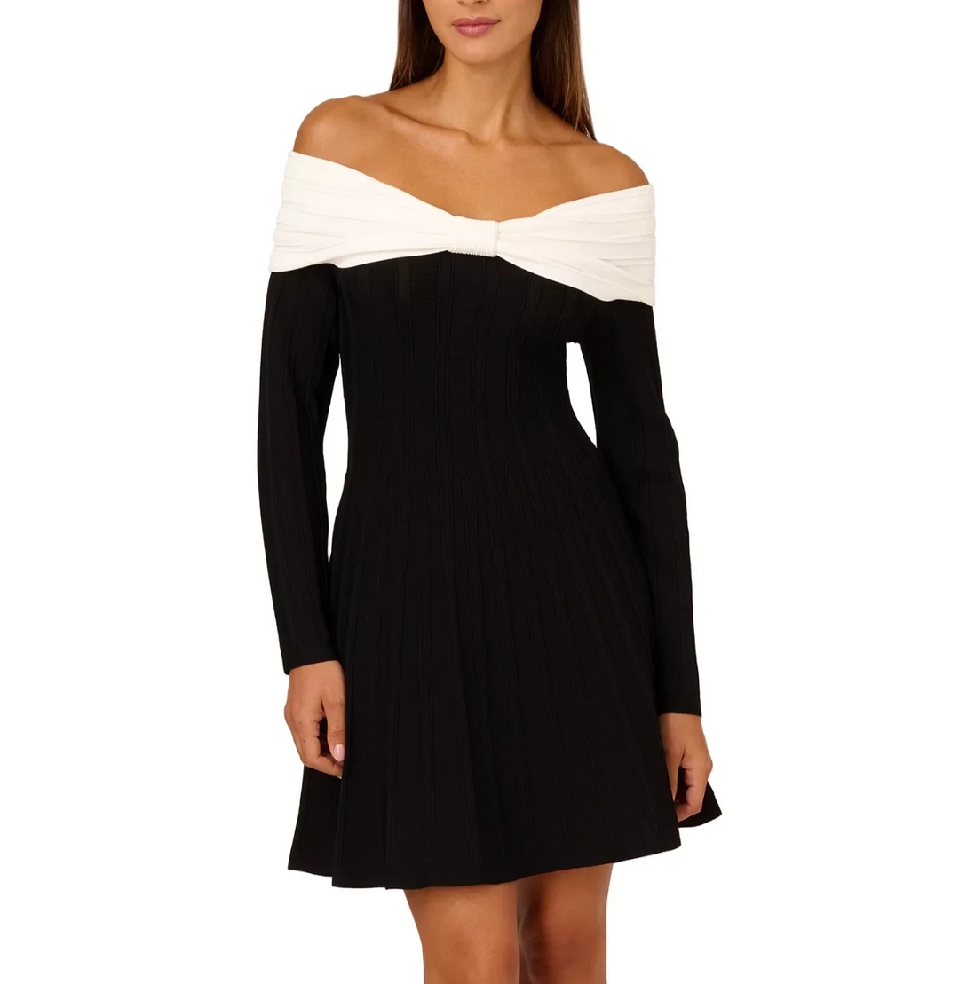Adrianna by Adrianna Papell Off-The-Shoulder Knit Dress MSRP $149