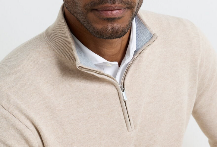 Peter Millar Crown Coolspun Cotton Quarter Zip Sweater MSRP $195