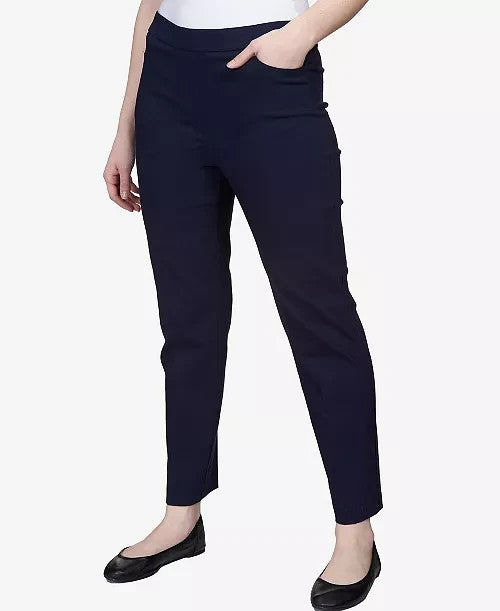 Alfred Dunner Petite Classics Tummy-Control Pull-On Straight-Leg Pants MSRP $49