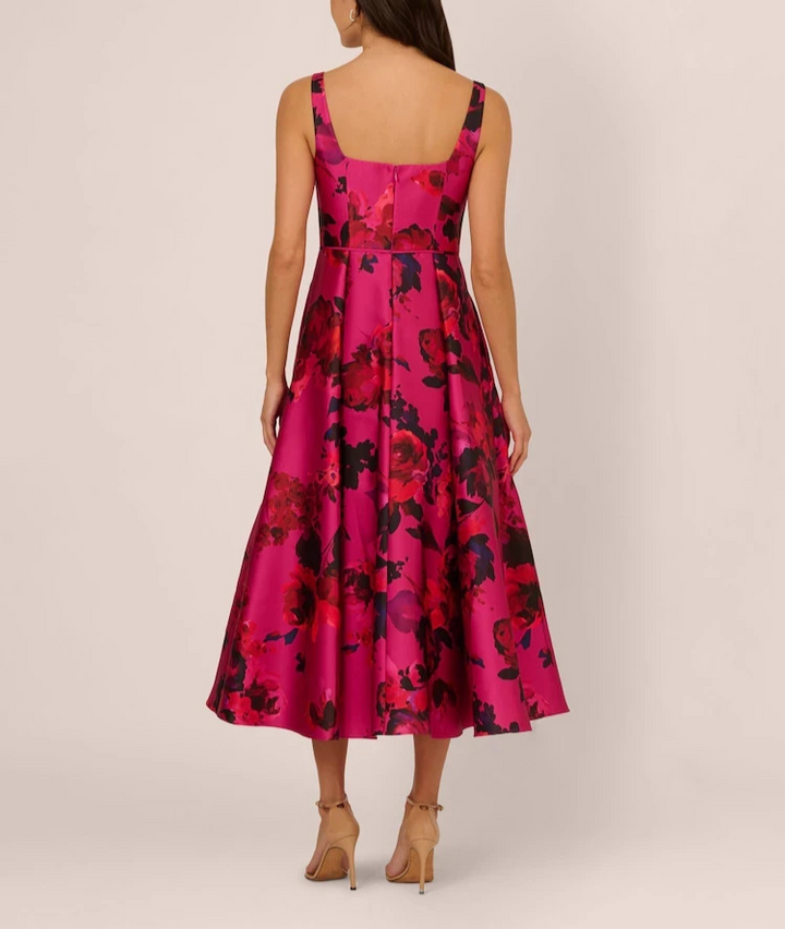 Adrianna Papell Women's Rose Jacquard Square-Neck Dress MSRP $229