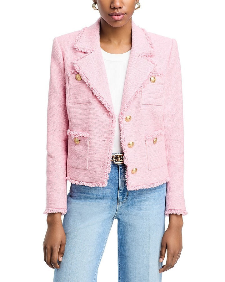 L'AGENCE Sylvia Fringe Trim Tweed Jacket MSRP $595