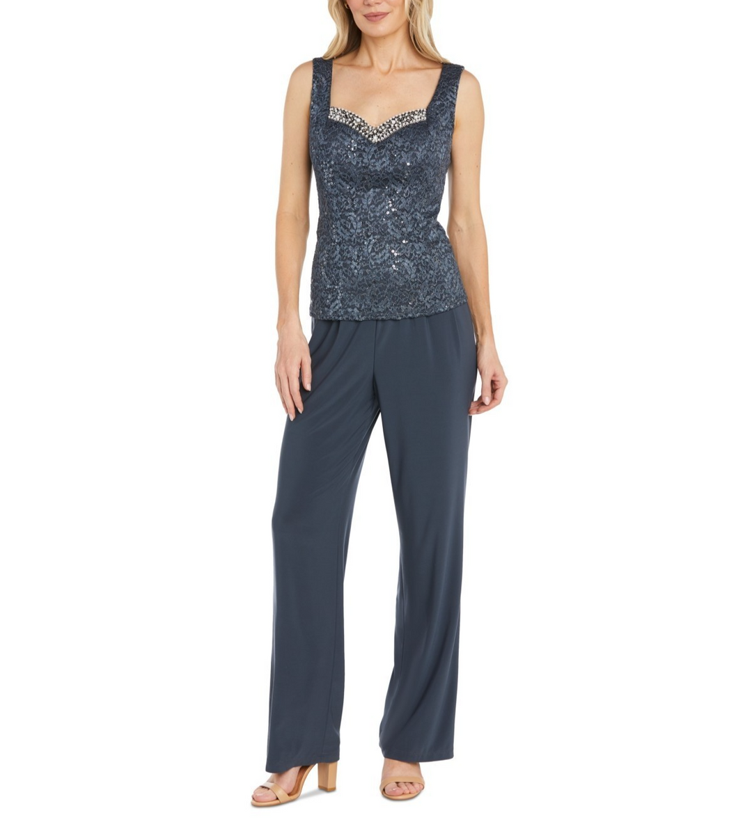 R & M Richards Embellished Jacket, Sleeveless Top and Pants Set MSRP $139