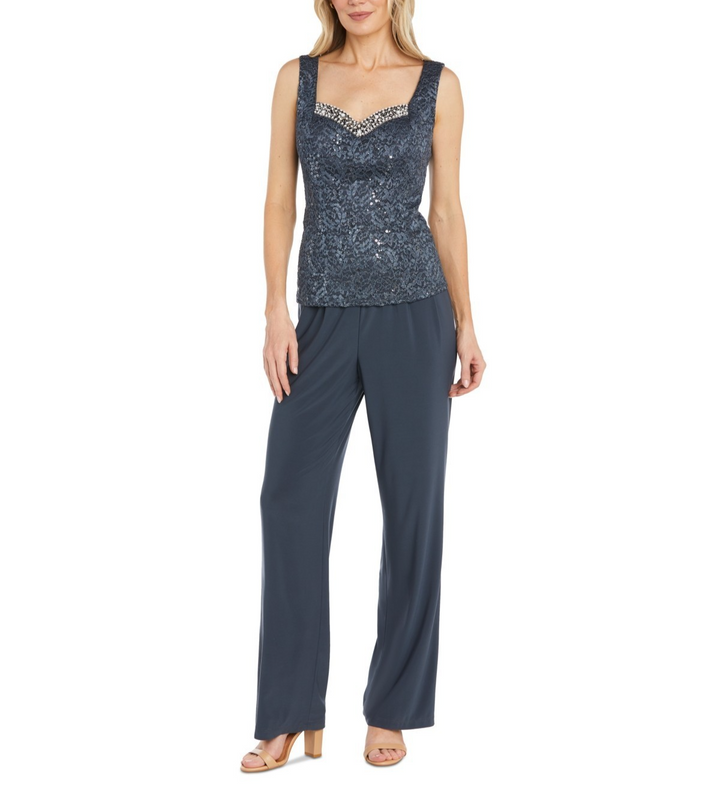 R & M Richards Embellished Jacket, Sleeveless Top and Pants Set MSRP $139