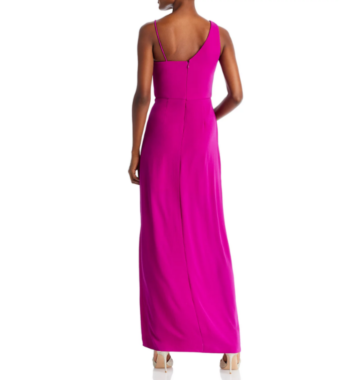 AQUA Asymmetric Overlay Crepe Gown MSRP $238