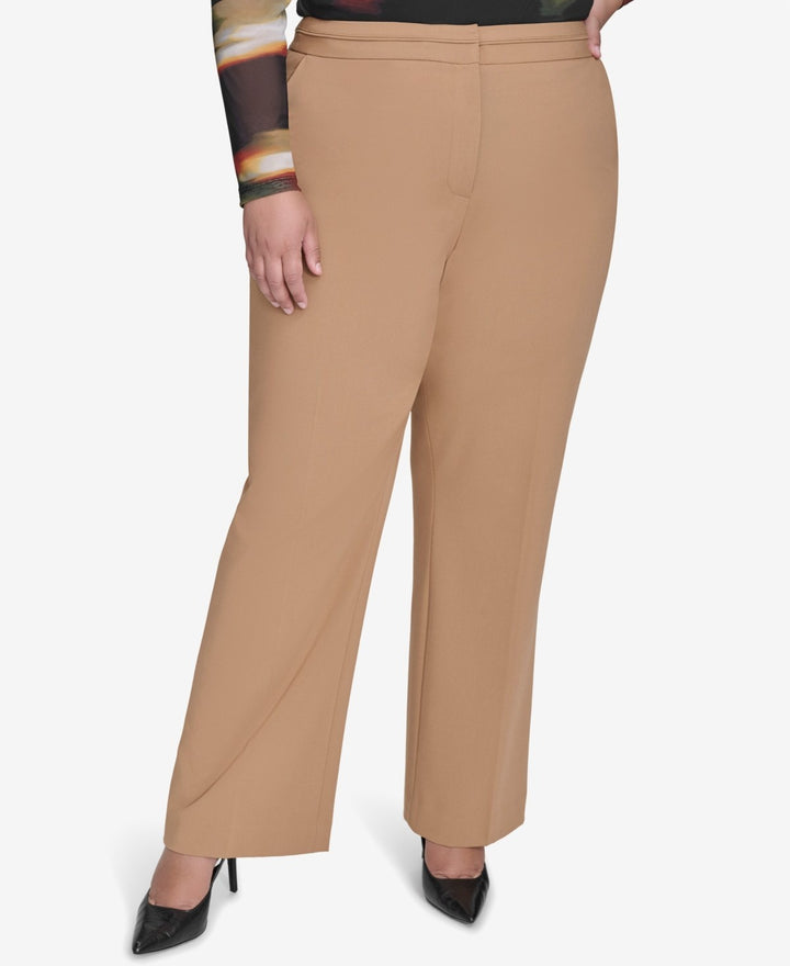 DKNY Plus Size Seamed Waistband Wide-Leg Pants MSRP $109