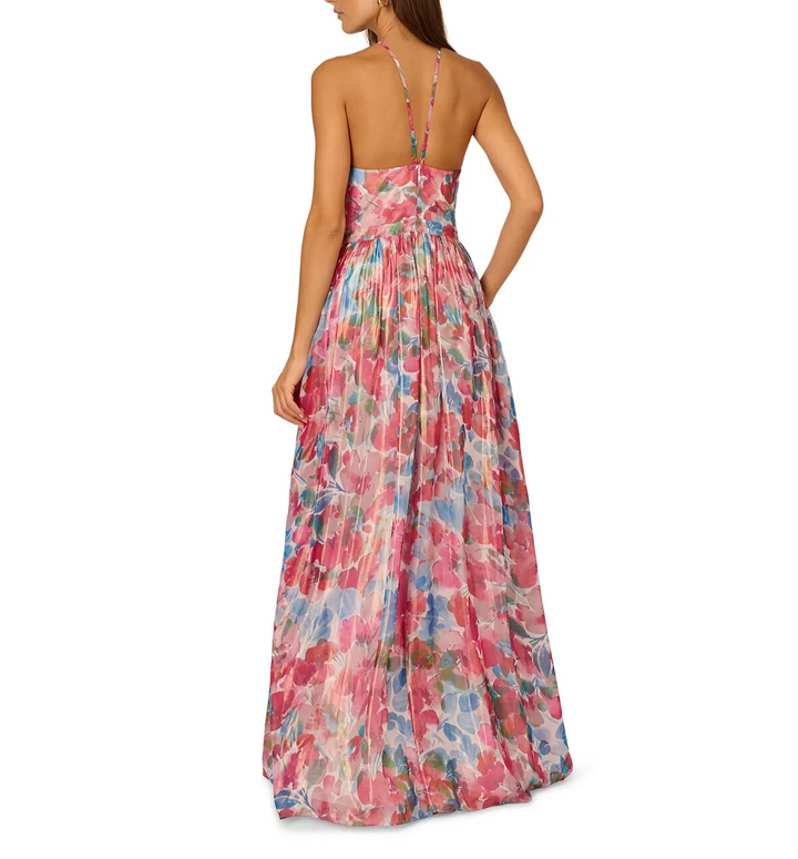 Adrianna by Adrianna Papell Foiled Chiffon Maxi Dress MSRP $245