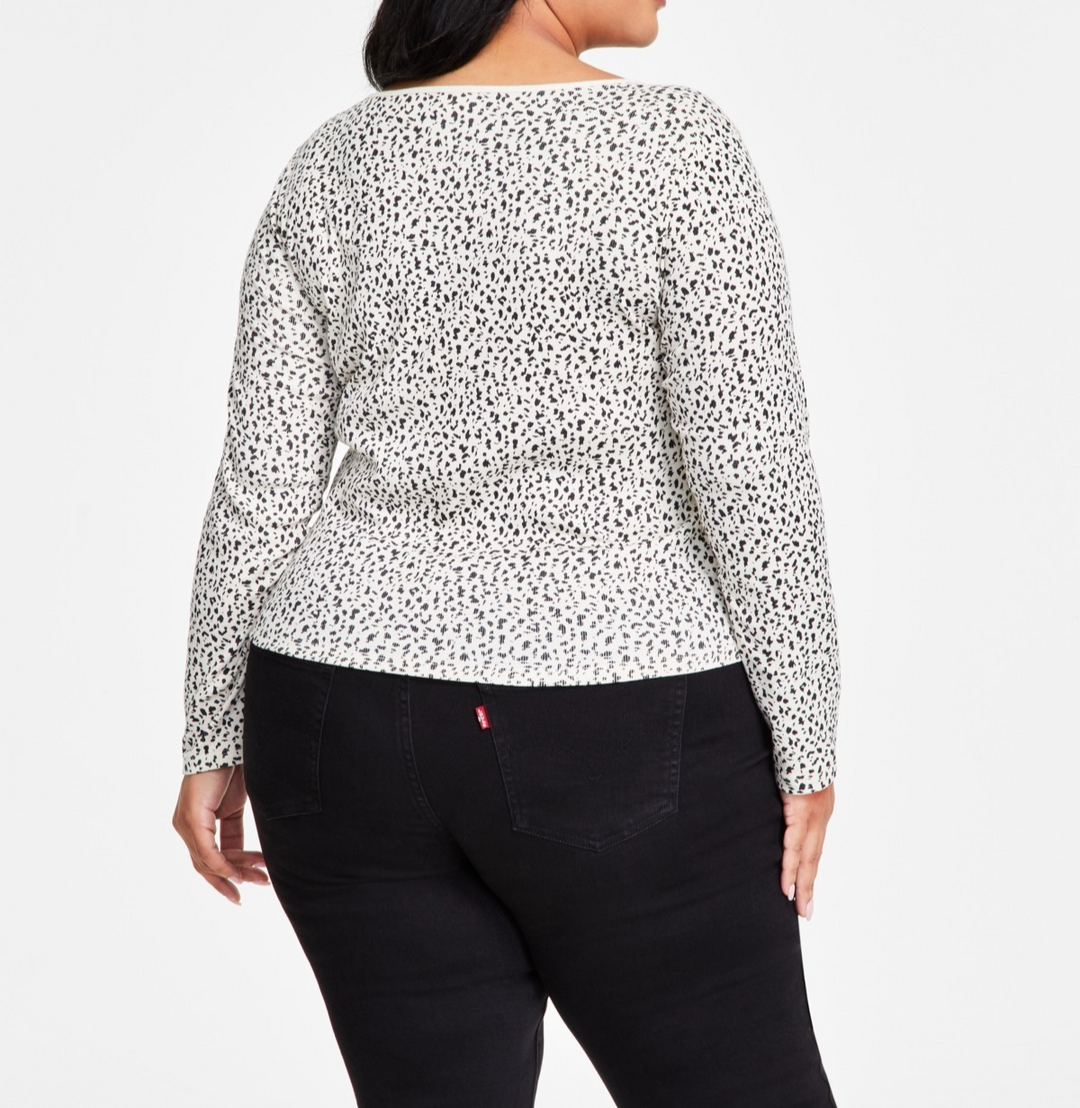 Levi's Plus Size Honey Printed Long-Sleeve Top MSRP $34.50