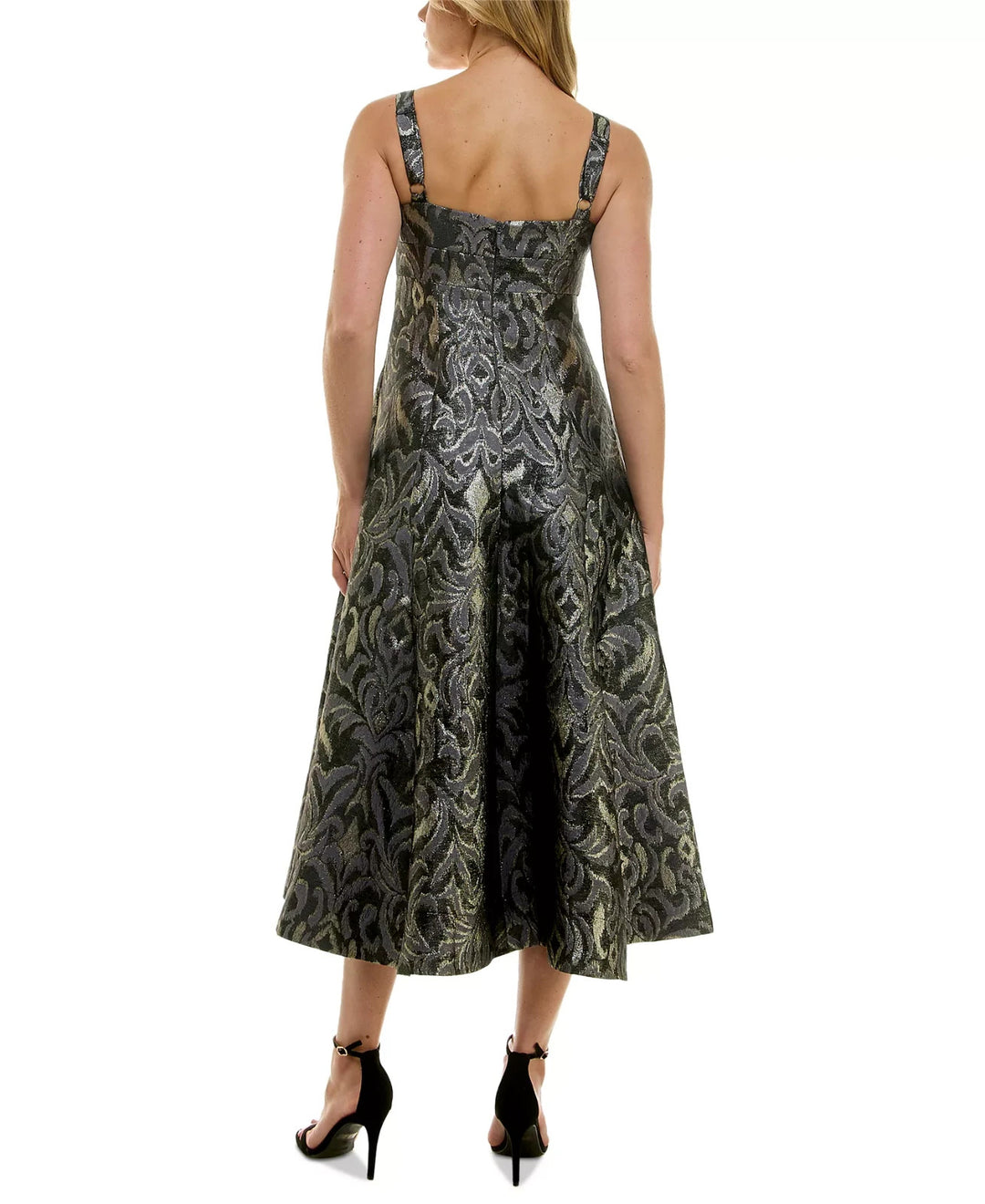 Taylor Women's Metallic Jacquard Fit & Flare Dress MSRP $158