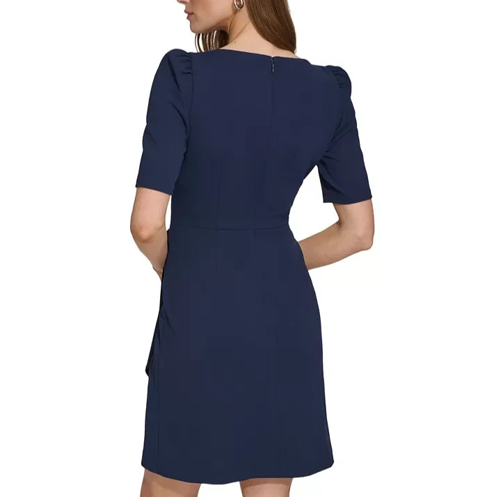 DKNY Puff-Sleeve Scuba Crepe Sheath Dress MSRP $119