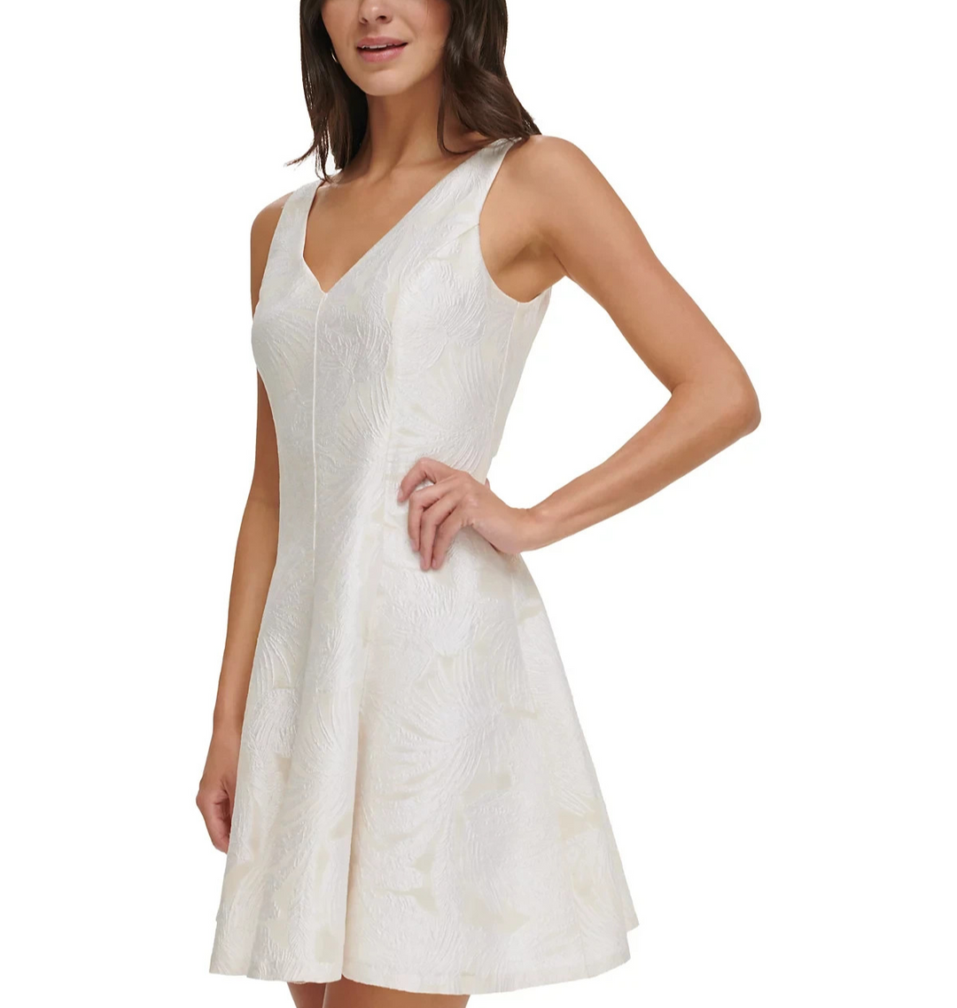 DKNY Floral Jacquard Sleeveless Dress MSRP $159