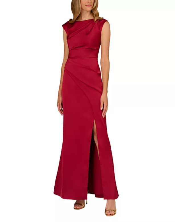 Aidan Mattox Draped Satin Dress MSRP $295