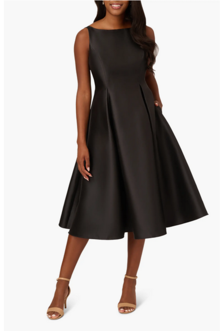 Adrianna Papell Sleeveless Mikado Fit & Flare Midi Dress MSRP $160