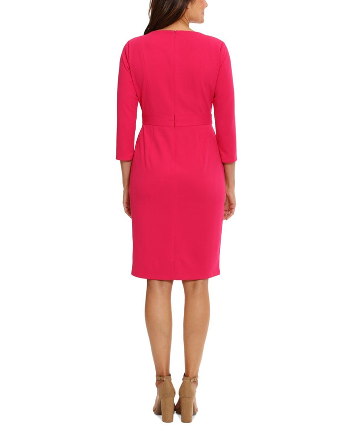 London Times Women's Jewel-Neck 3/4-Sleeve Sheath Dress MSRP $99