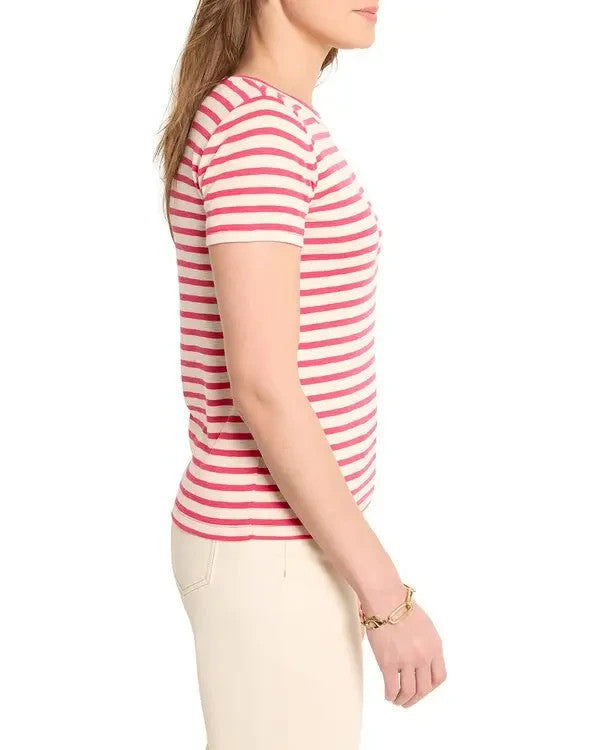NZT BY NIC+ZOE Scoop Neck Stripe Tee MSRP $78