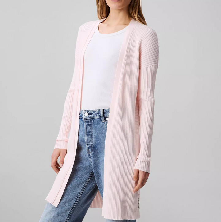 Calvin Klein Women's Cotton Ribbed Open-Front Duster Cardigan MSRP $99