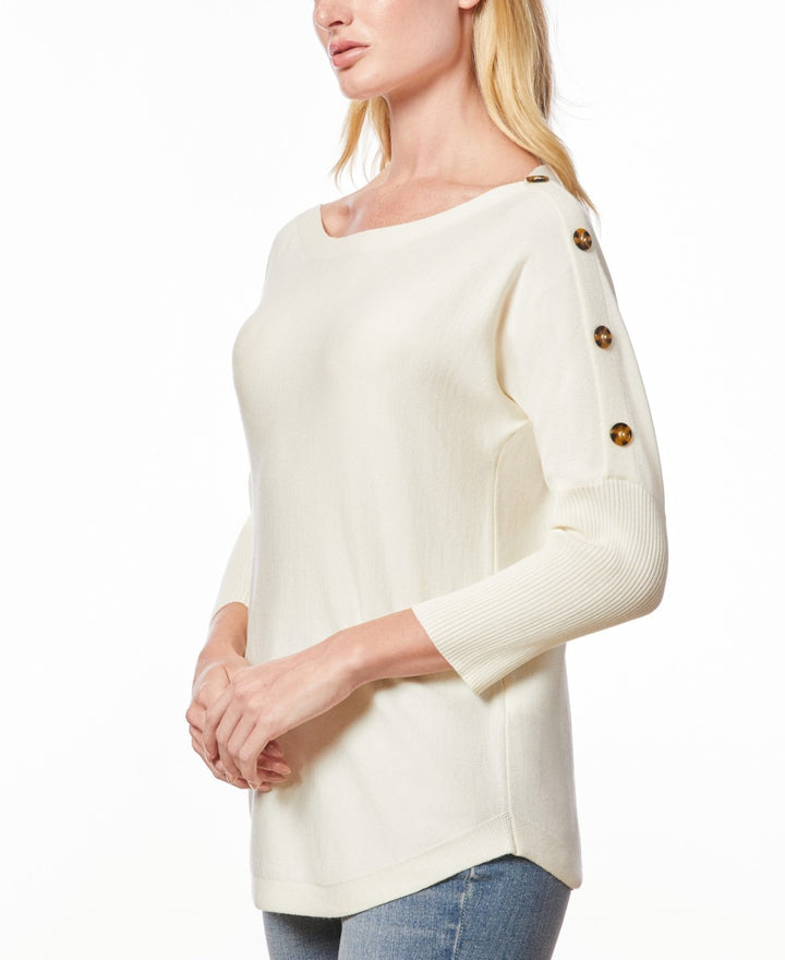 Melissa Paige Women's Dolman-Sleeve Buttoned-Sleeve Sweater MSRP $46.50