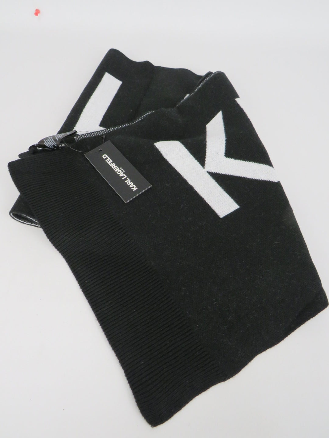 Karl Lagerfeld Paris Branded Print Knit Scarf MSRP $75