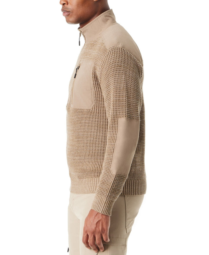 BASS OUTDOOR Quarter-Zip Long Sleeve Pullover Patch Sweater MSRP $99