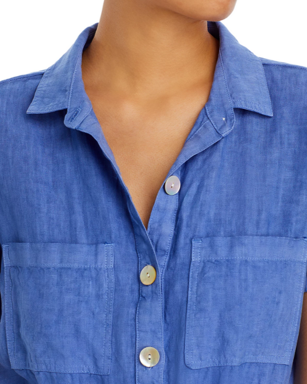 Bella Dahl Rolled Hem Linen Utility Romper MSRP $218