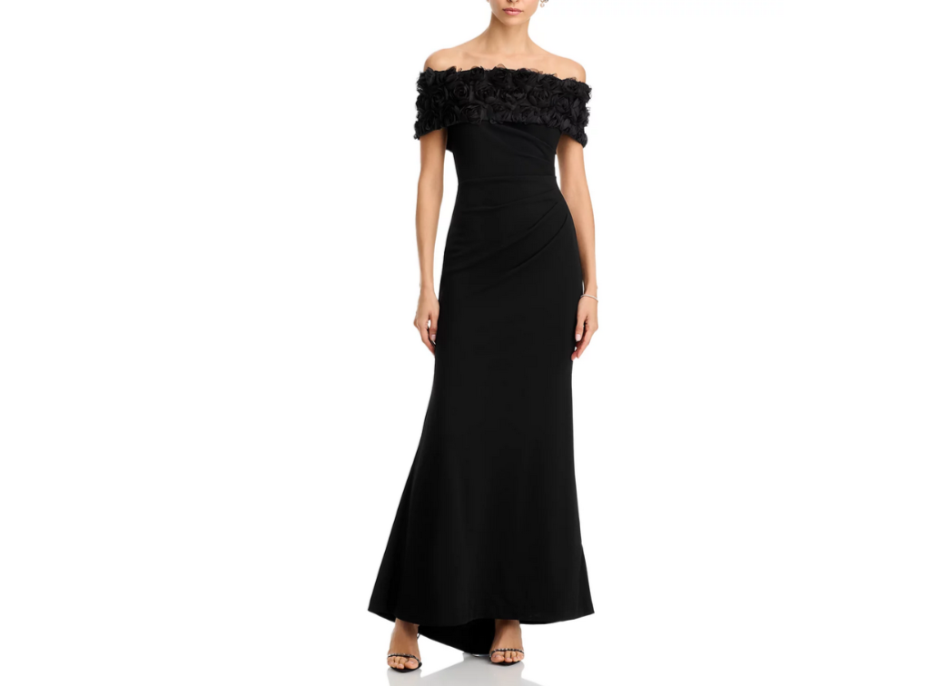 Eliza J Off-the-Shoulder Side Tuck Gown MSRP $208