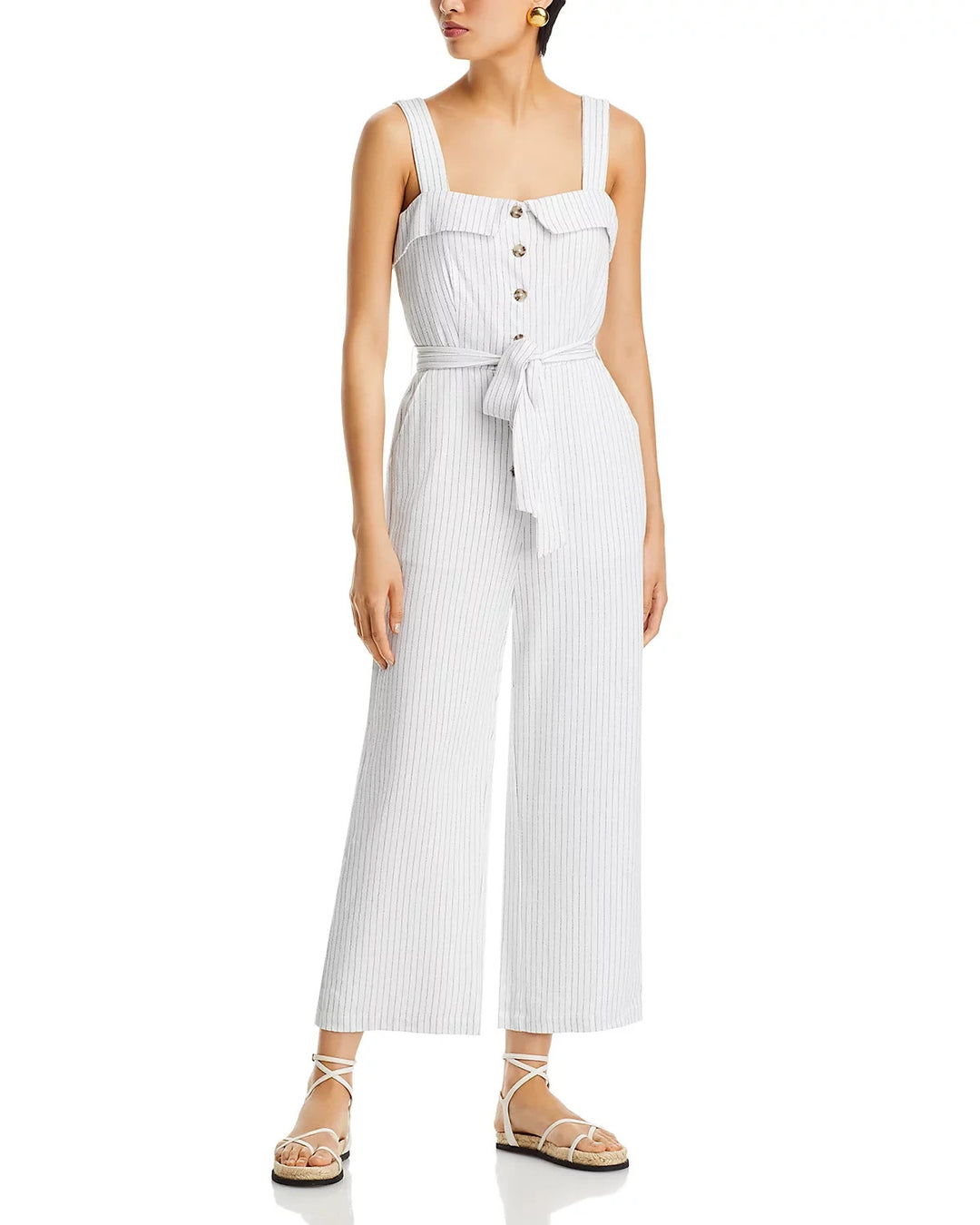 English Factory Striped Belted Jumpsuit MSRP $120