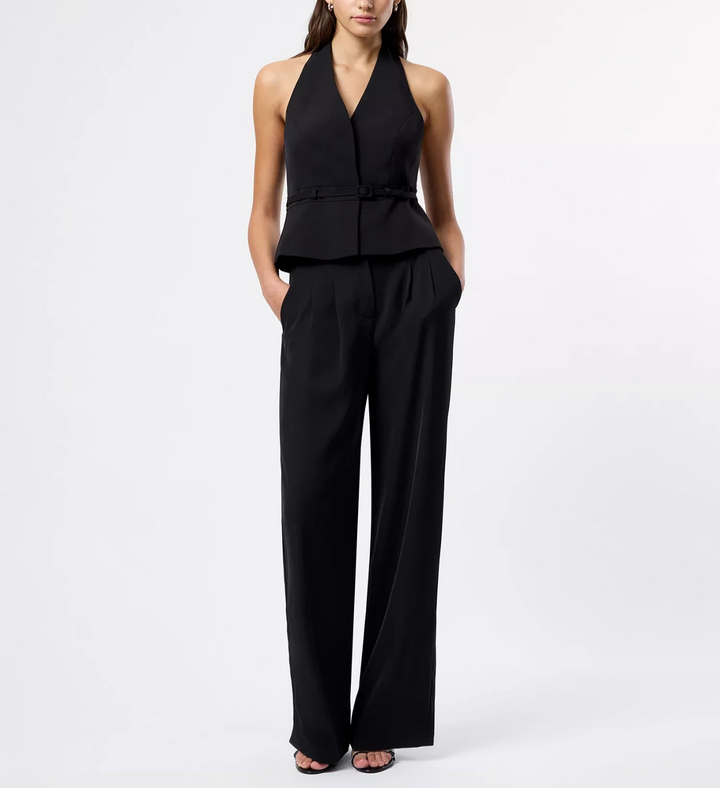French Connection Women's Harry Suiting Belted Halter V-Neck Top MSRP $118