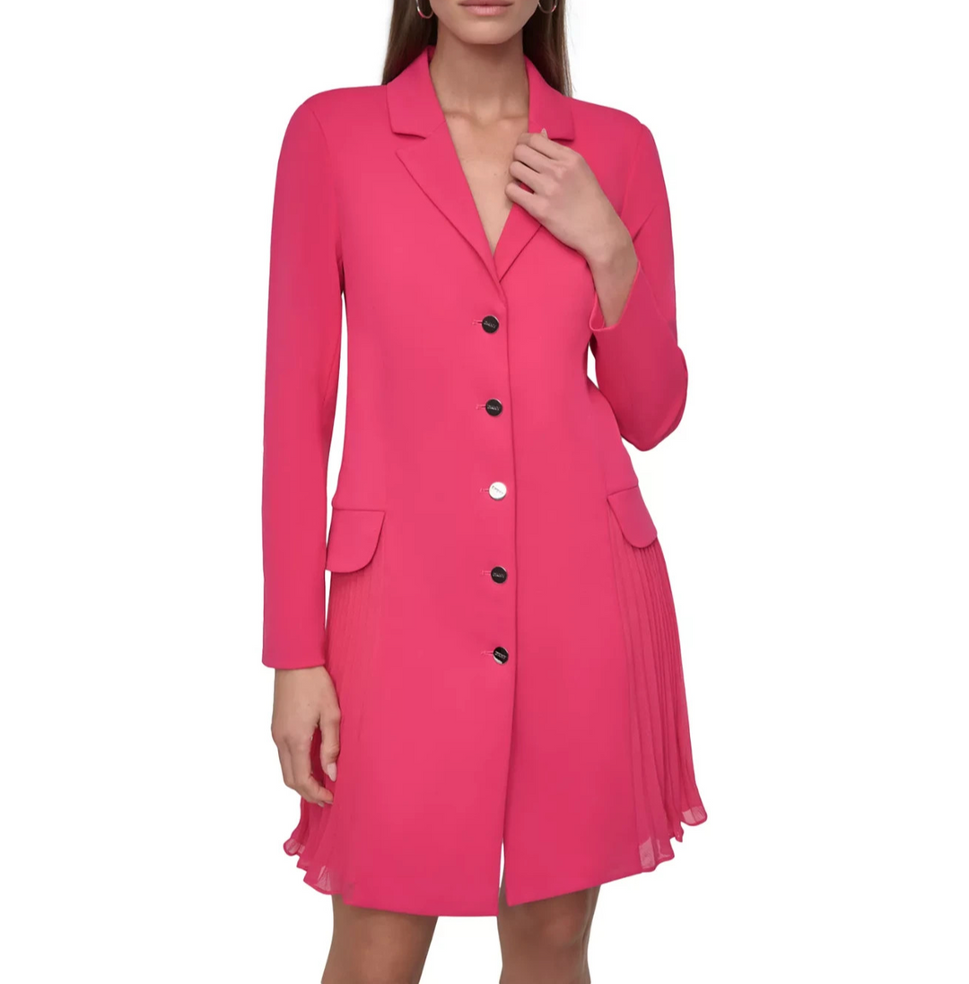DKNY Women's Scuba Crepe Notch-Collar Button-Front Dress MSRP $139