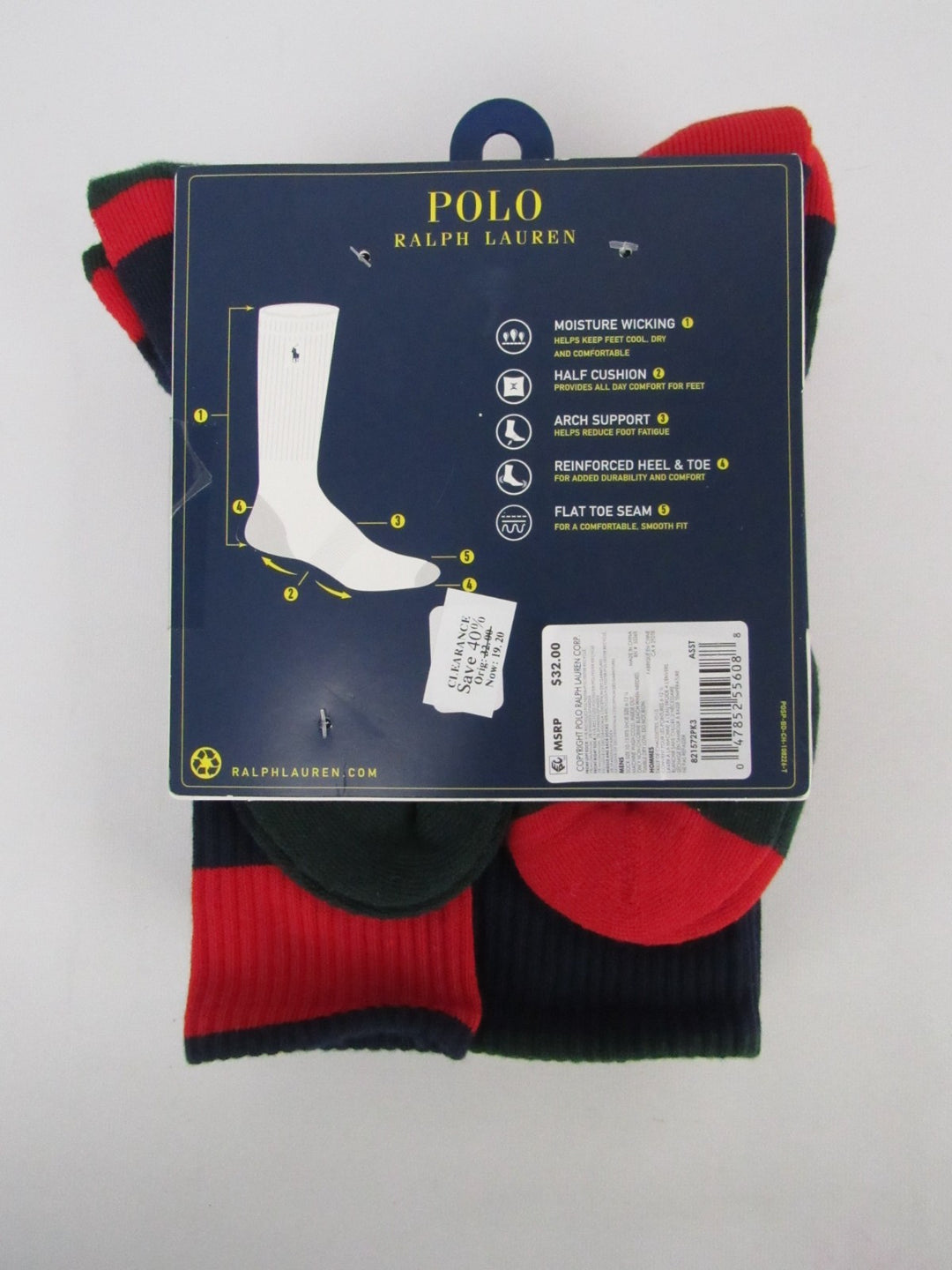 Polo Ralph Lauren Men's 6-Pack Logo Crew Socks MSRP $32