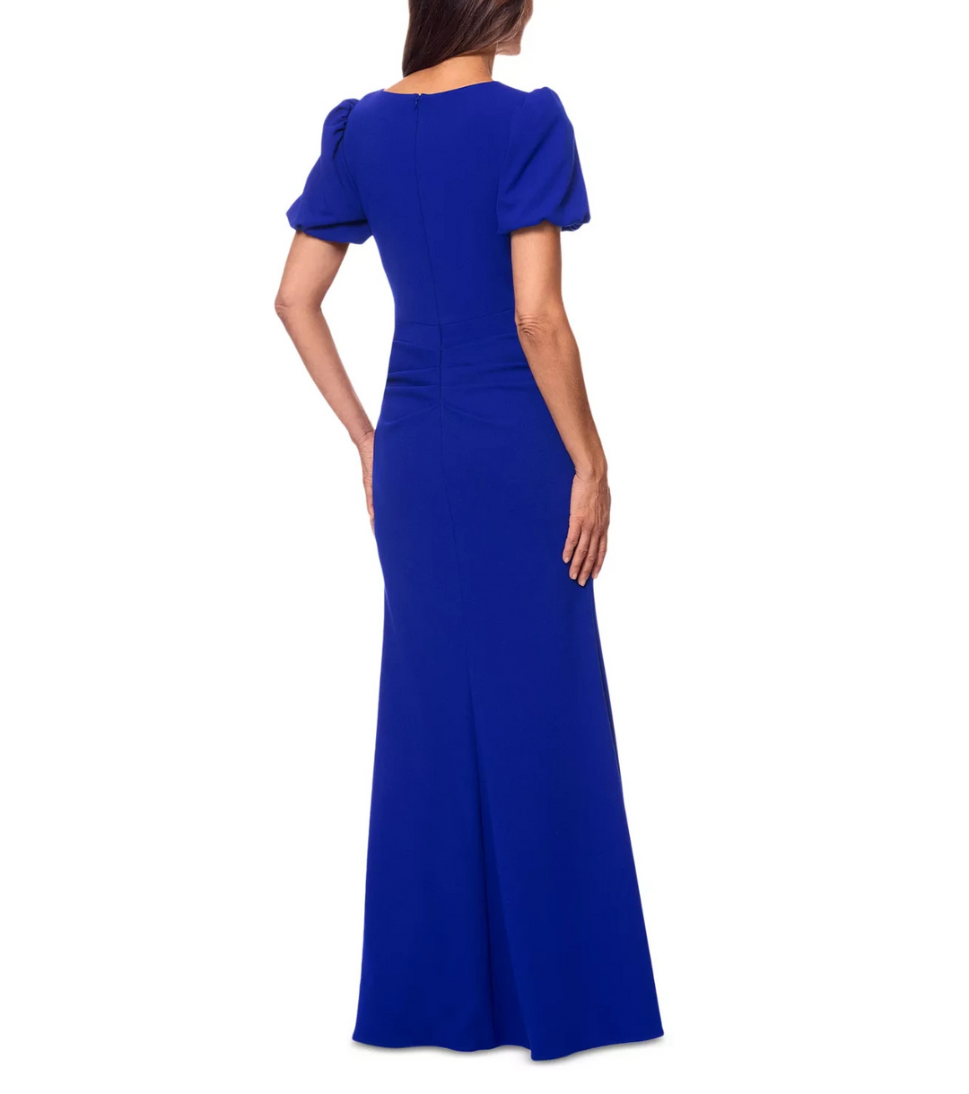 XSCAPE Women's Puff-Sleeve Ruffled Gown MSRP $259