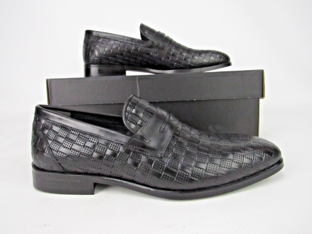 Premium Men’s Woven Leather Microlight Sole Loafers – Handcrafted Size EU 41