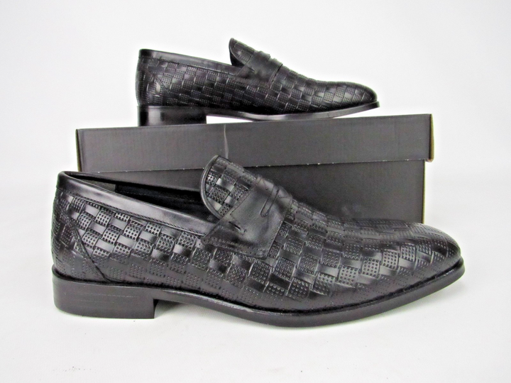 Premium Men’s Woven Leather Microlight Sole Loafers – Handcrafted Size EU 41